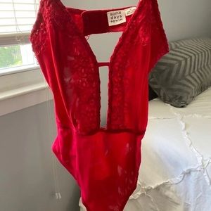 Lace red bodysuit